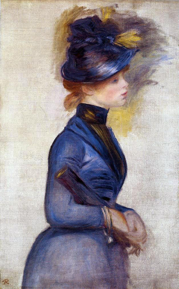  Pierre Auguste Renoir Young Woman in Bright Blue at the Conservatory - Canvas Art Print