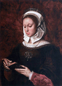  Ambrosius Benson Young Woman in Orison Reading a Book of Hours - Canvas Art Print