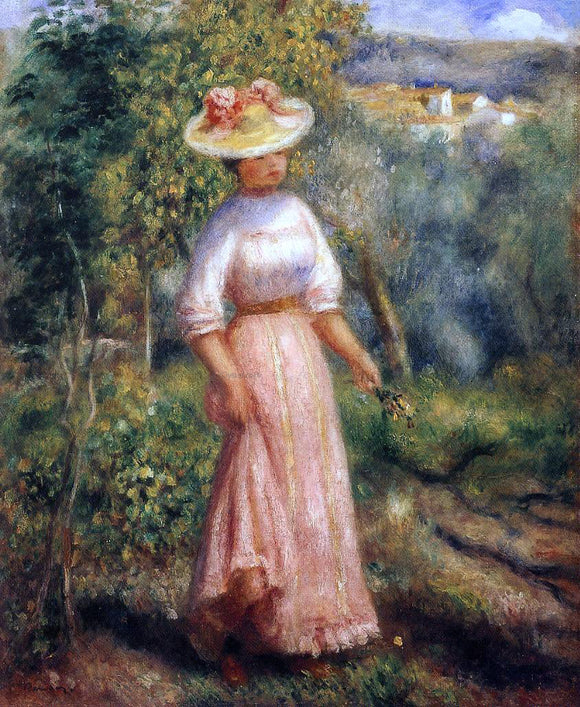  Pierre Auguste Renoir Young Woman in Red in the Fields - Canvas Art Print