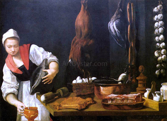  Andrea Commodi Young Woman in the Kitchen - Canvas Art Print
