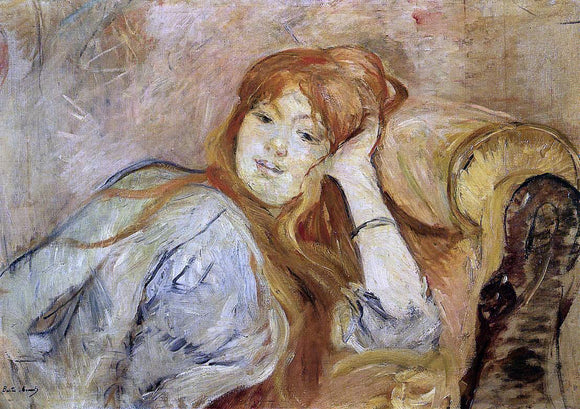  Berthe Morisot Young Woman Leaning on Her Elbow - Canvas Art Print