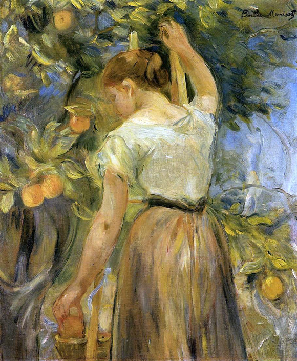  Berthe Morisot Young Woman Picking Oranges - Canvas Art Print