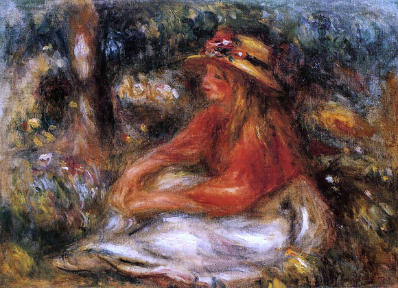  Pierre Auguste Renoir Young Woman Seated on the Grass - Canvas Art Print