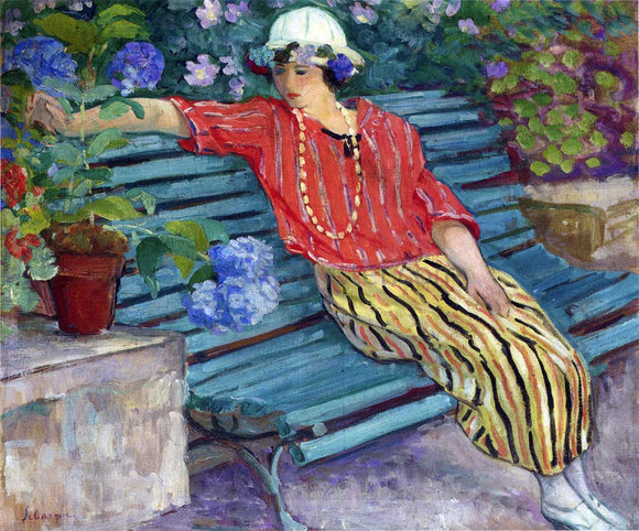  Henri Lebasque A Young Woman Seated with Hydrangeas - Canvas Art Print