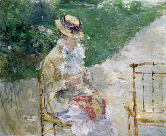  Berthe Morisot Young Woman Sewing in the Garden - Canvas Art Print