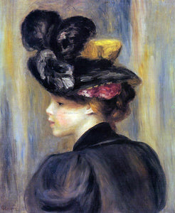  Pierre Auguste Renoir Young Woman Wearing a Black Hat - Canvas Art Print
