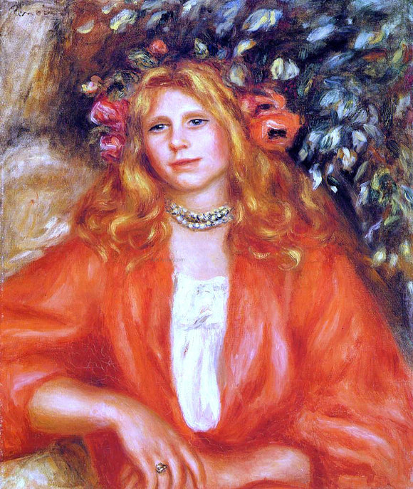  Pierre Auguste Renoir Young Woman Wearing a Garland of Flowers - Canvas Art Print