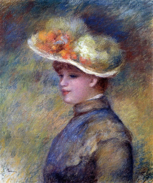  Pierre Auguste Renoir Young Woman Wearing a Hat - Canvas Art Print