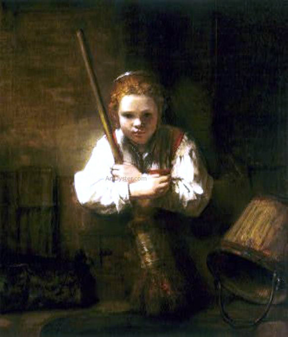  Rembrandt Van Rijn Young Woman with a Broom - Canvas Art Print