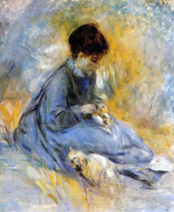  Pierre Auguste Renoir Young Woman with a Dog - Canvas Art Print