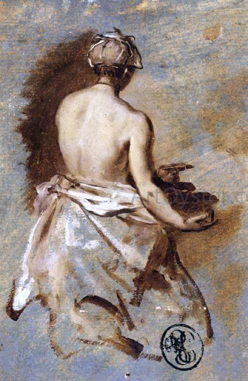  Nicolas Vleughels Young Woman with a Nude Back Presenting a Bowl - Canvas Art Print