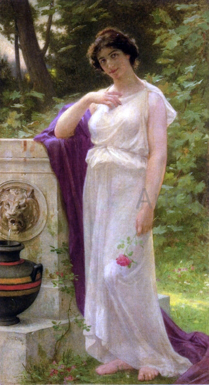 Guillaume Seignac Young Woman with a Rose - Canvas Art Print