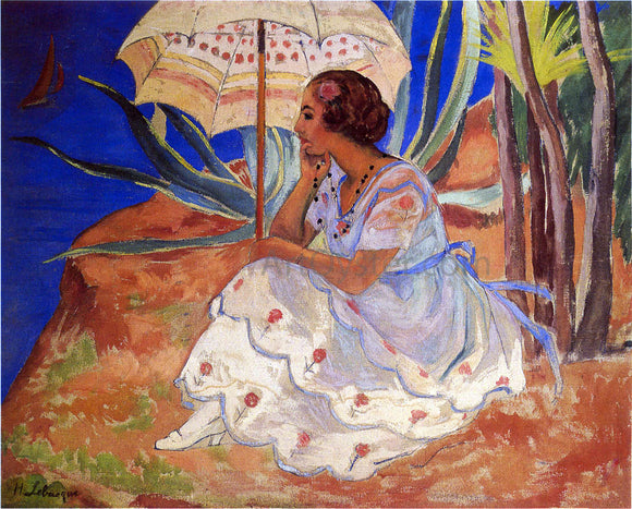  Henri Lebasque Young woman with Umbrella at St Maxime - Canvas Art Print