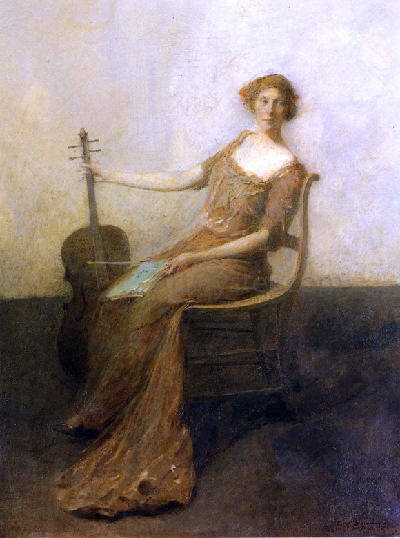  Thomas Wilmer Dewing Young Woman with Violincello - Canvas Art Print